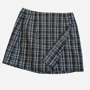 NWT Deadstock Y2K NorthCrest Plaid Skort Black White Checkered Mini Skirt l 14
